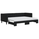 daybed med udtræk og madras 80x200 cm velour sort