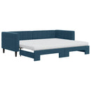 daybed med udtræk og madras 90x200 cm velour blå