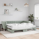 daybed med udtræk og madras 90x200 cm velour lysegrå