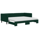 daybed med udtræk og madras 90x200 cm velour mørkegrøn