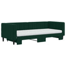 daybed med udtræk og madras 90x200 cm velour mørkegrøn