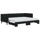 daybed med udtræk og madras 90x200 cm velour sort