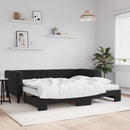 daybed med udtræk og madras 90x200 cm velour sort