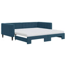 daybed med udtræk og madras 100x200 cm velour blå