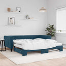 daybed med udtræk og madras 100x200 cm velour blå