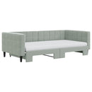 daybed med udtræk og madras 100x200 cm velour lysegrå