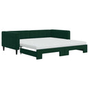 daybed med udtræk og madras 100x200 cm velour mørkegrøn