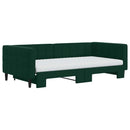 daybed med udtræk og madras 100x200 cm velour mørkegrøn