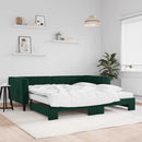 daybed med udtræk og madras 100x200 cm velour mørkegrøn