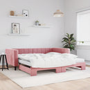 daybed med udtræk og madras 100x200 cm velour lyserød
