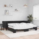 daybed med udtræk og madras 100x200 cm velour sort