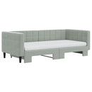 daybed med udtræk og madras 90x190 cm velour lysegrå