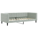 daybed med udtræk og madras 90x190 cm velour lysegrå