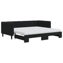 daybed med udtræk og madras 90x190 cm velour sort