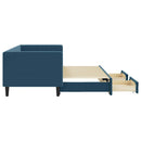 daybed med udtræk og skuffer 80x200 cm stof blå