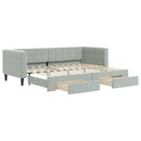 daybed med udtræk og skuffer 80x200 cm velour lysegrå