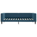 daybed med udtræk og skuffer 90x200 cm velour blå