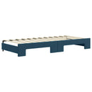 daybed med udtræk og skuffer 90x200 cm velour blå