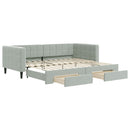 daybed med udtræk og skuffer 90x200 cm velour lysegrå