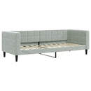 daybed med udtræk og skuffer 90x200 cm velour lysegrå