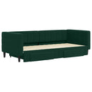 daybed med udtræk og skuffer 90x200 cm velour mørkegrøn