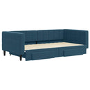 daybed med udtræk og skuffer 100x200 cm velour blå