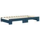 daybed med udtræk og skuffer 100x200 cm velour blå