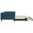 daybed med udtræk og skuffer 100x200 cm velour blå