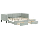 daybed med udtræk og skuffer 100x200 cm velour lysegrå