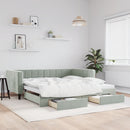 daybed med udtræk og skuffer 100x200 cm velour lysegrå