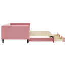 daybed med udtræk og skuffer 100x200 cm velour lyserød