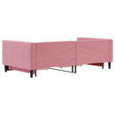 daybed med udtræk og skuffer 100x200 cm velour lyserød