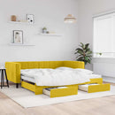 daybed med udtræk og skuffer 100x200 cm velour gul