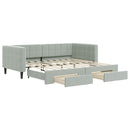 daybed med udtræk og skuffer 90x190 cm velour lysegrå