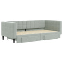 daybed med udtræk og skuffer 90x190 cm velour lysegrå