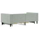 daybed med udtræk og skuffer 90x190 cm velour lysegrå