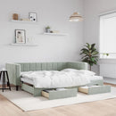 daybed med udtræk og skuffer 90x190 cm velour lysegrå