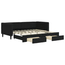 daybed med udtræk og skuffer 90x190 cm velour sort