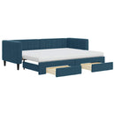 daybed med udtræk og skuffer 80x200 cm stof blå
