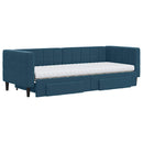 daybed med udtræk og skuffer 80x200 cm stof blå