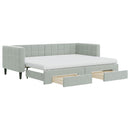 daybed med udtræk og skuffer 80x200 cm velour lysegrå