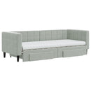 daybed med udtræk og skuffer 80x200 cm velour lysegrå