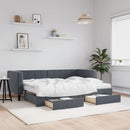 daybed med udtræk og skuffer 80x200 cm velour mørkegrå