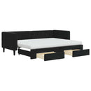 daybed med udtræk og skuffer 80x200 cm velour sort