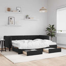 daybed med udtræk og skuffer 80x200 cm velour sort