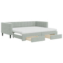 daybed med udtræk og skuffer 90x200 cm velour lysegrå