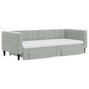 daybed med udtræk og skuffer 90x200 cm velour lysegrå
