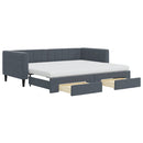 daybed med udtræk og skuffer 90x200 cm velour mørkegrå