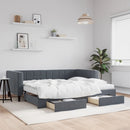 daybed med udtræk og skuffer 90x200 cm velour mørkegrå