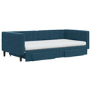 daybed med udtræk og skuffer 100x200 cm velour blå
